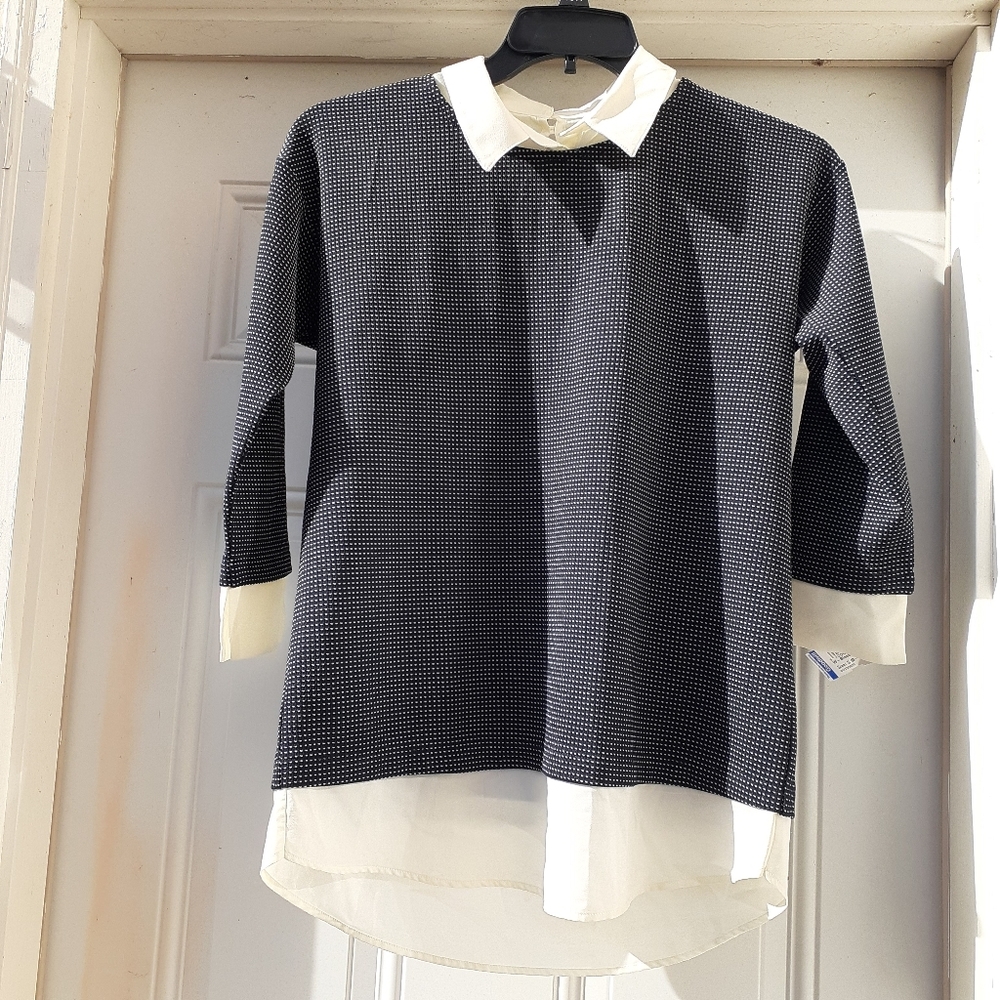 Ann Taylor black dotted blouse/top